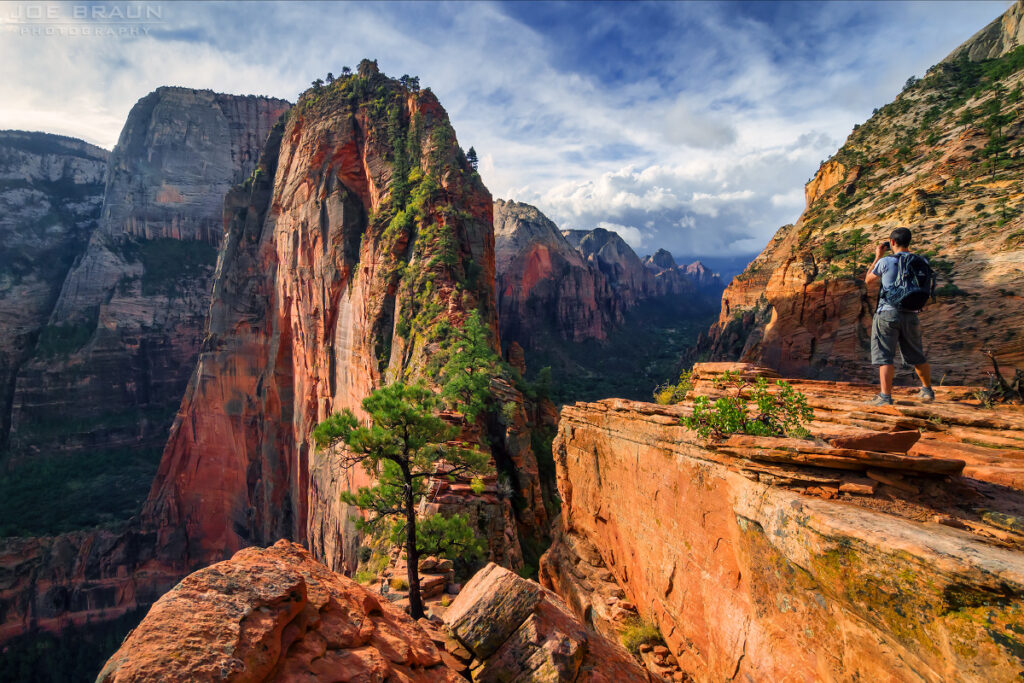 stunning shot of angels landing hiking trail in Zion national park